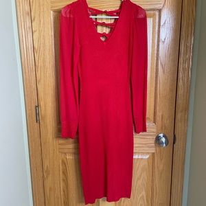 Red body con dress